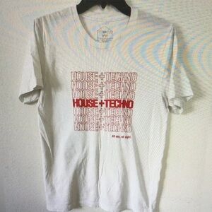 House + Techno Graphic Tee - White and Red